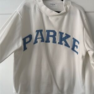 Parke White And Blue Mockneck Sweater